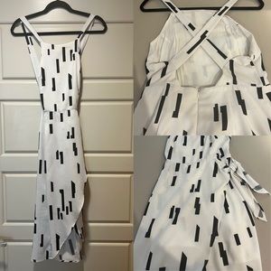 Lush Halter Faux Wrap Mini Dress Size M | Black White Summer Vacation Party